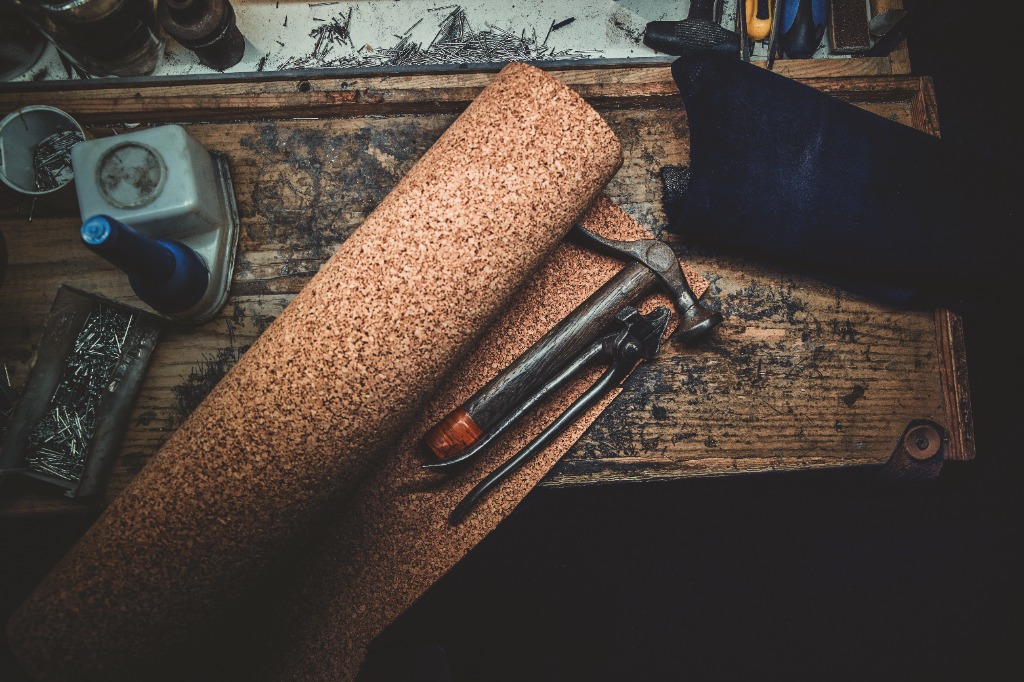 Leather workshop tools and roll