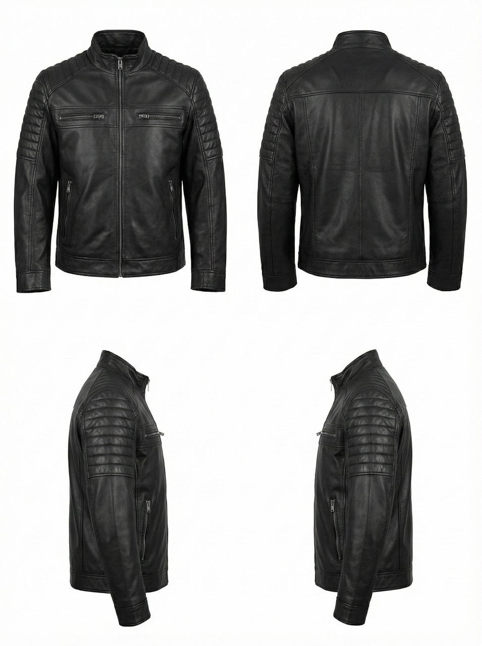 Black Quilted Racer Jacket