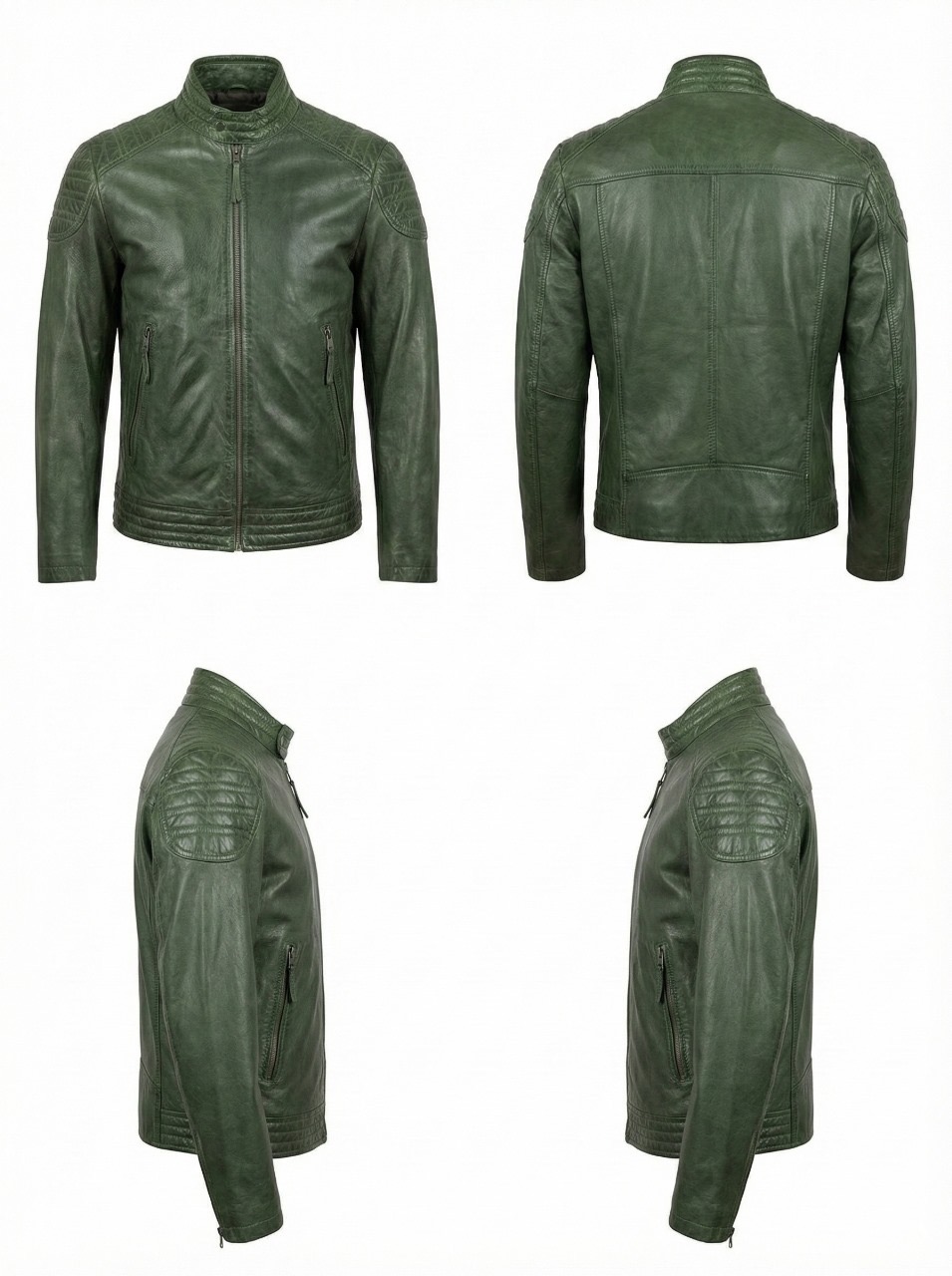 Green Leather Detail Jacket