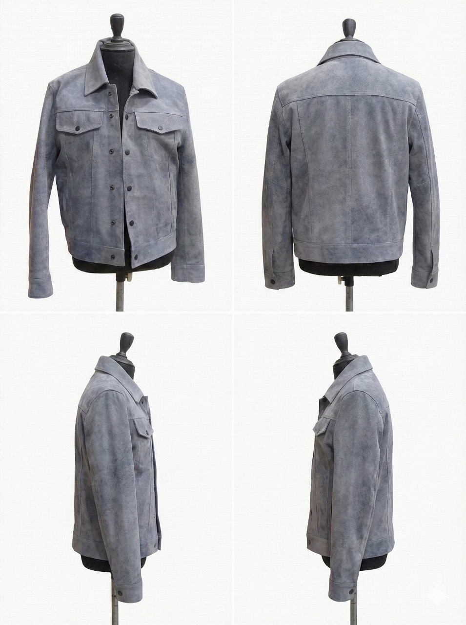 Gray Suede Trucker Jacket