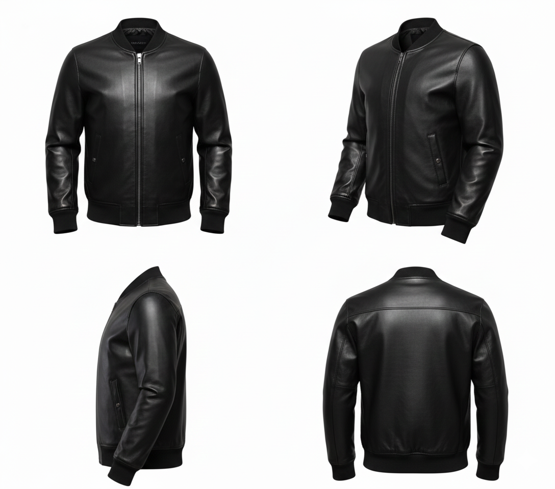 Black Bomber Leather Jacket