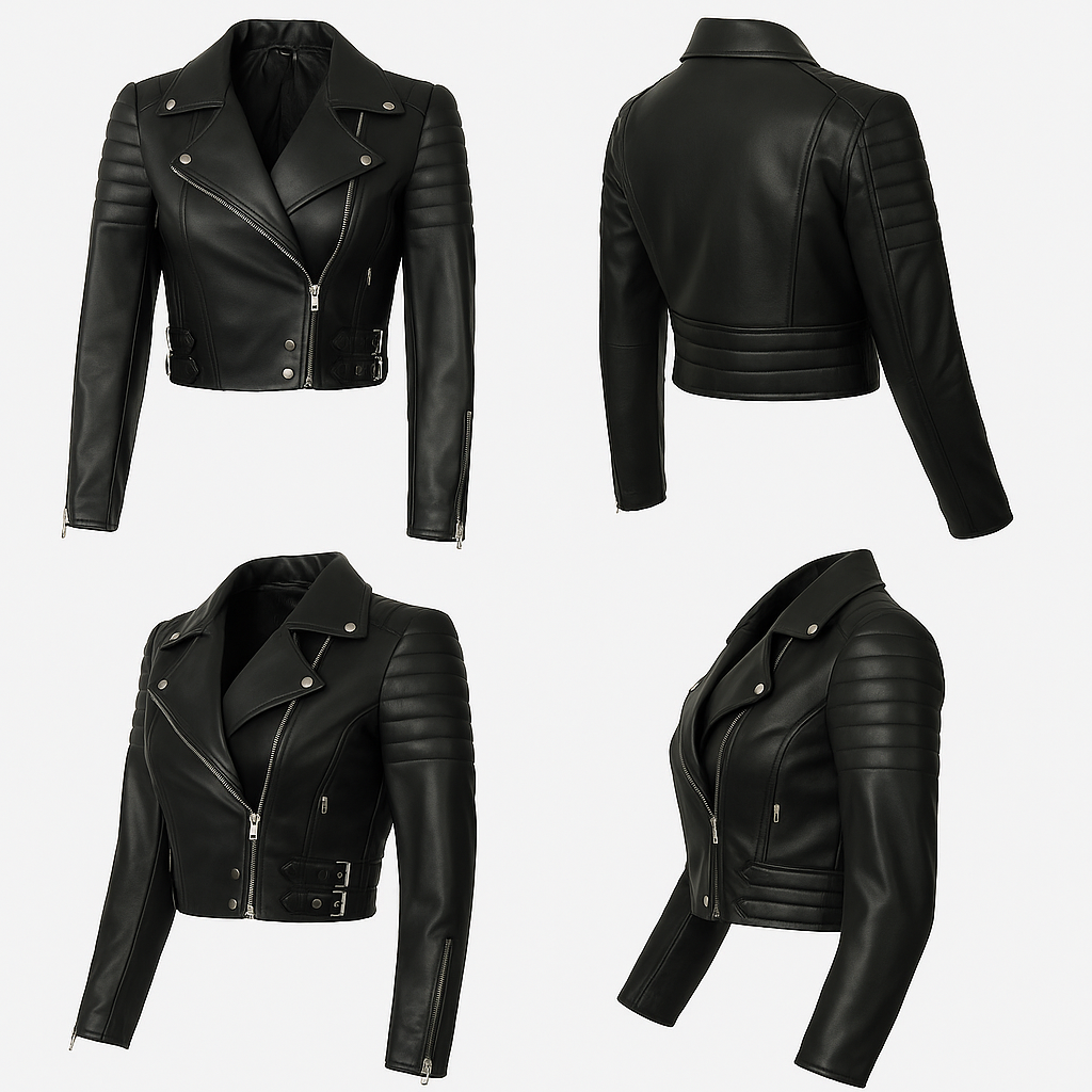 Black Cropped Moto Jacket